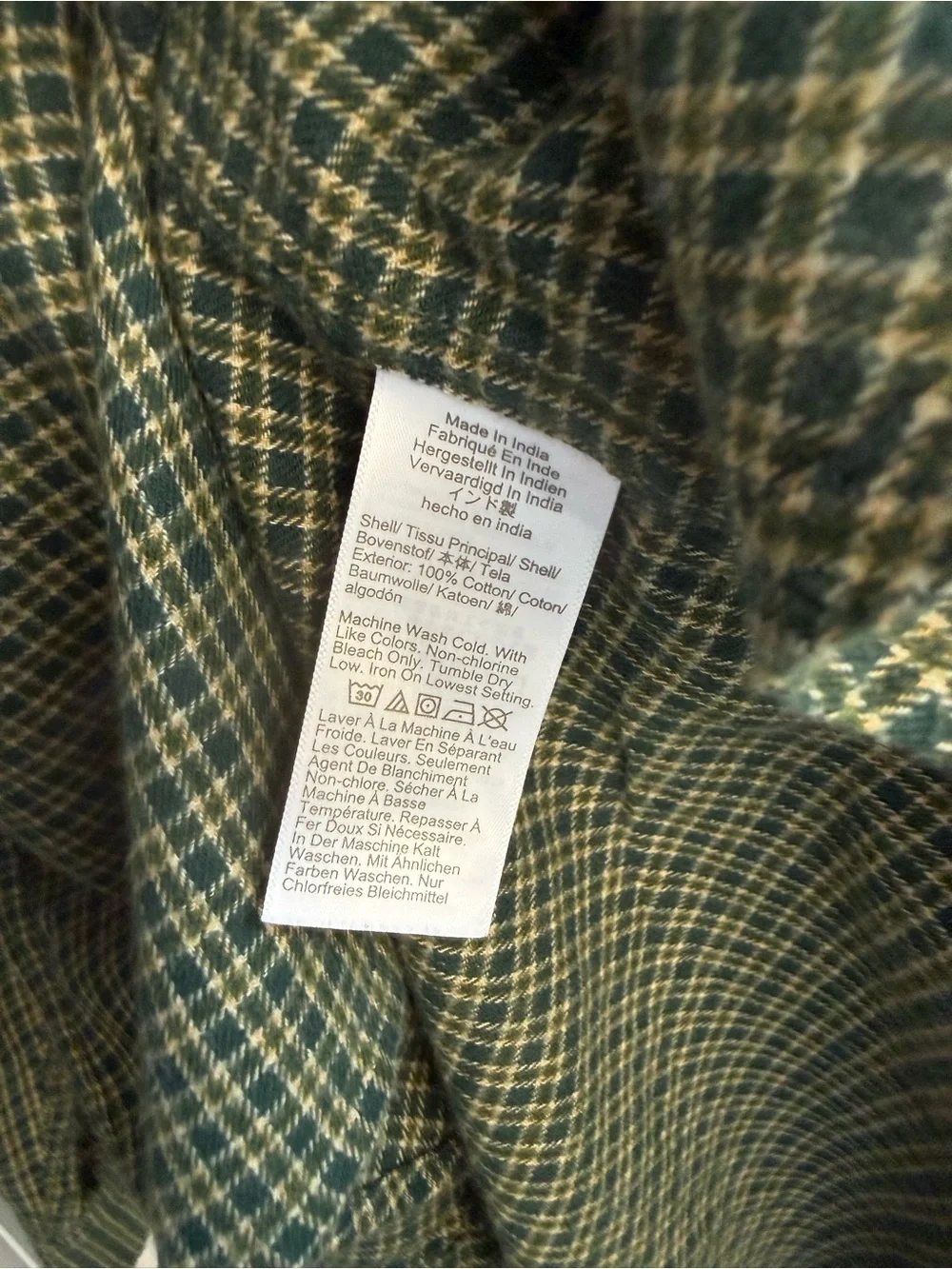 J. Crew NWT Brushed Twill Button-Down Shirt in Green/Tan Micro-Plaid